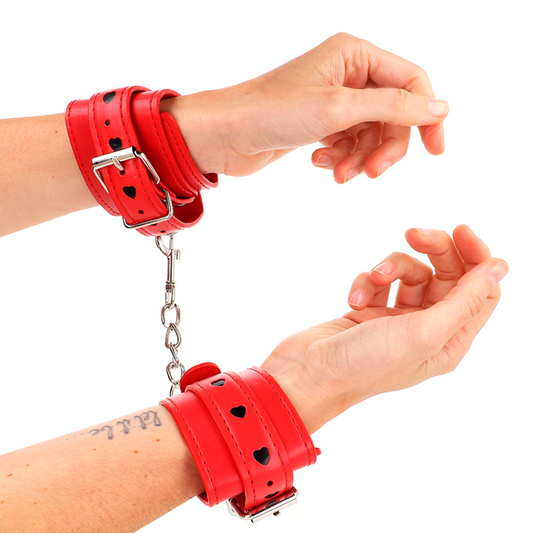 Kinkred Wrist Restraints With Black Heart Inlay Adjustable 21-28 Cm X 5.5 Cm | Niks.fi verkkokauppa