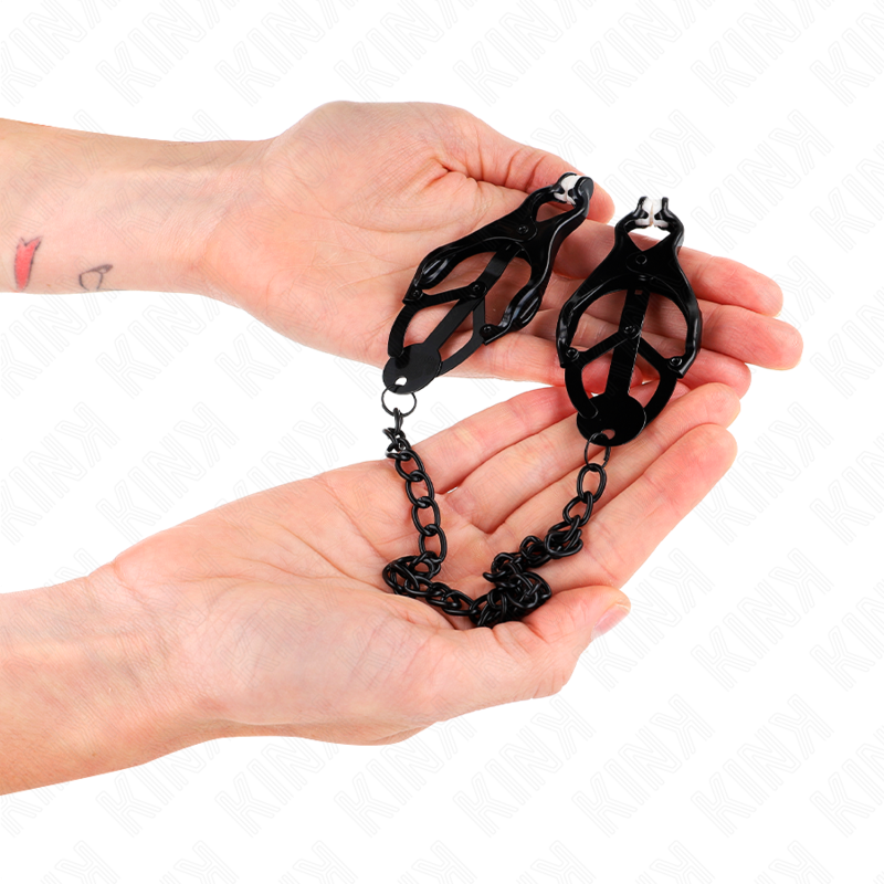 Kinkjapanese Clover Nipple Clamps With Chain Black 30 Cm | Niks.fi verkkokauppa