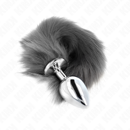 Kinkanal Plug Size L 10 X 4 Cm With Synthetic Tail 40 Cm Grey And White | Niks.fi verkkokauppa