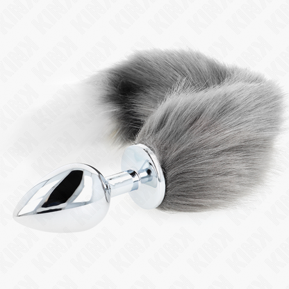Kinkanal Plug Size L 10 X 4 Cm With Synthetic Tail 40 Cm Grey And White | Niks.fi verkkokauppa