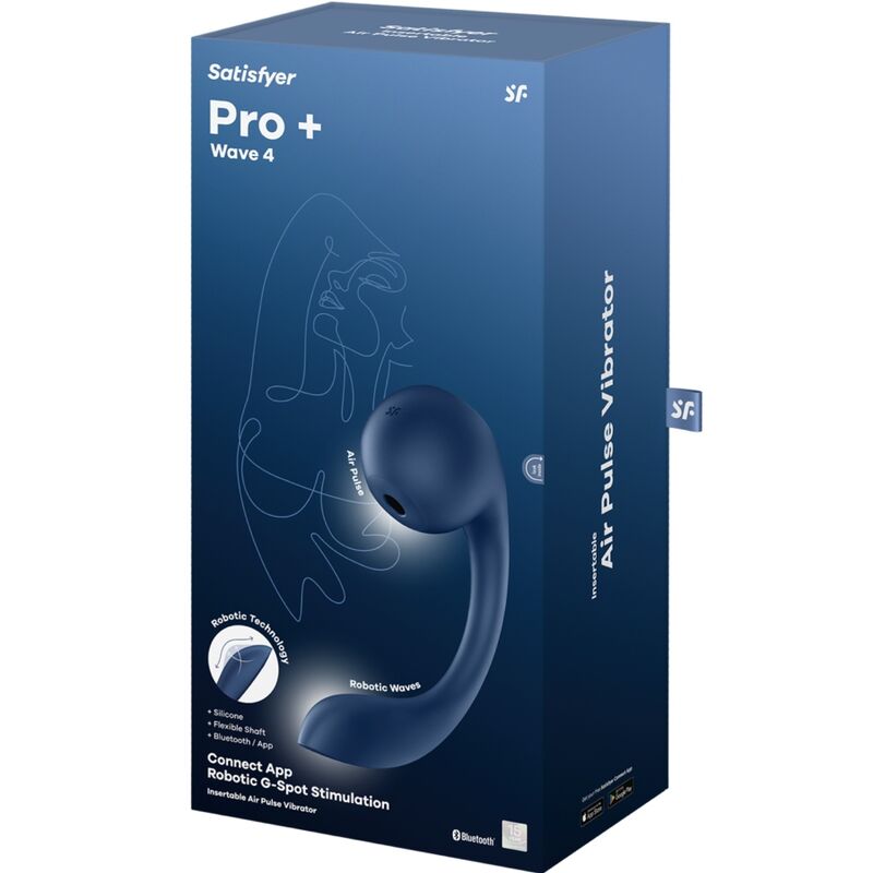 Satisfyerpro+ Wave 4 G-Spot & Air Pulse Stimulator Free App Dark Blue | Niks.fi verkkokauppa