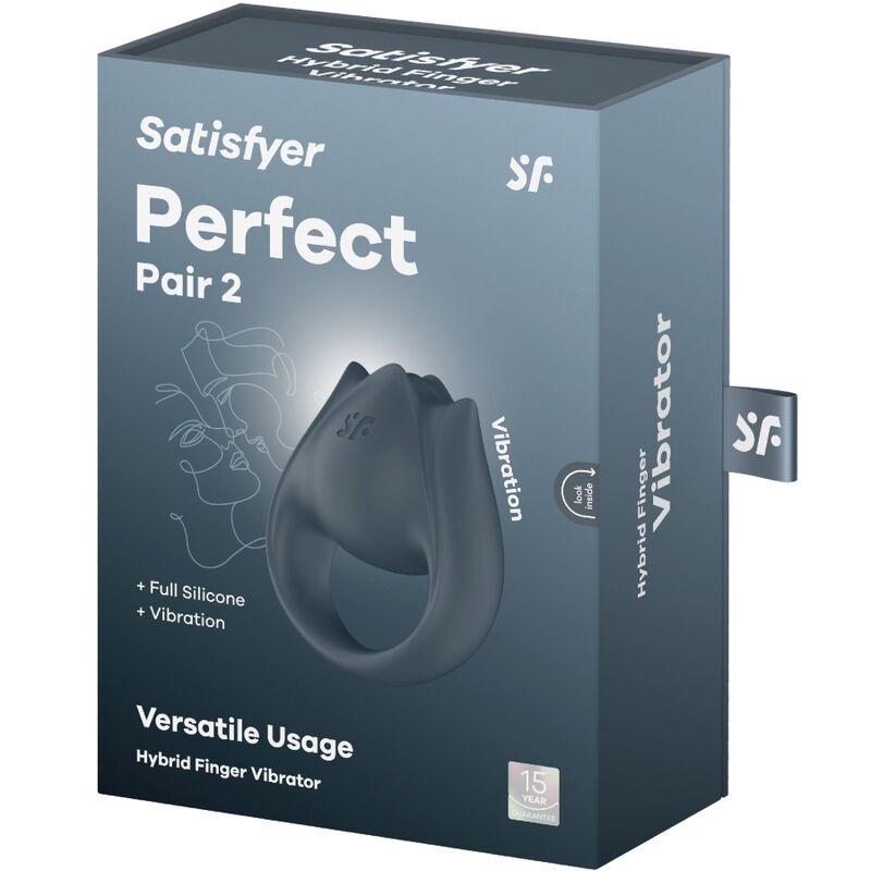 Satisfyerperfect Pair 2 Multivibrator 2 In 1 Penis Ring And Finger Stimulator Grey | Niks.fi verkkokauppa