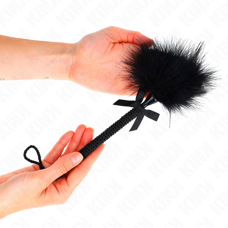 Kinknylon Rope Wand With Tickle Feathers And Black Bow 25 Cm | Niks.fi verkkokauppa