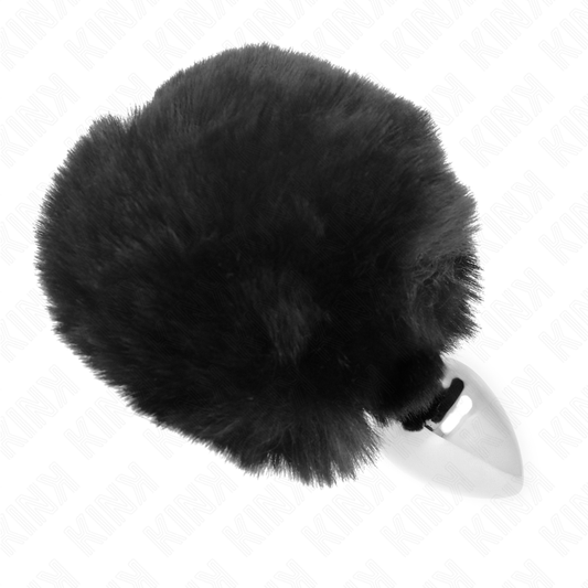 Kinkstainless Steel Plug 7 X 3 Cm With Black Faux Fur Rabbit Tail 8 Cm | Niks.fi verkkokauppa