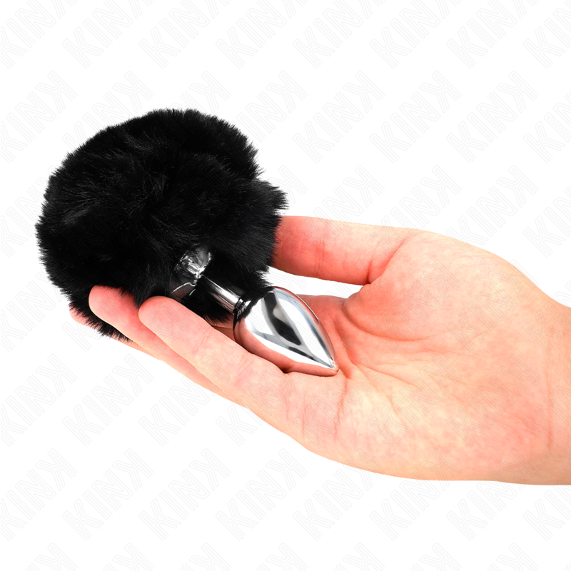 Kinkstainless Steel Plug 7 X 3 Cm With Black Faux Fur Rabbit Tail 8 Cm | Niks.fi verkkokauppa