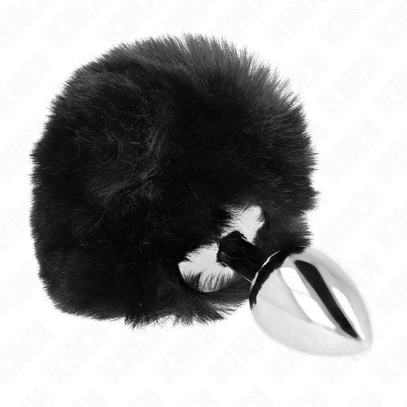 Kinkstainless Steel Plug 7 X 3 Cm With Black Faux Fur Rabbit Tail 8 Cm | Niks.fi verkkokauppa
