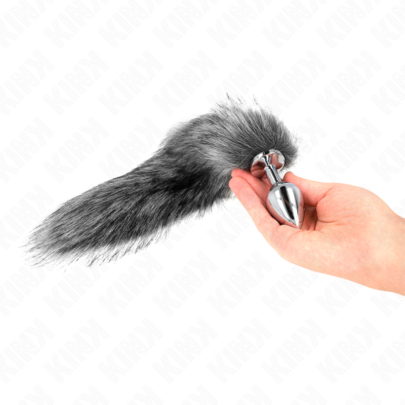 Kinkanal Plug Size M 8 X 3.5 Cm With Synthetic Tail 40 Cm Grey | Niks.fi verkkokauppa