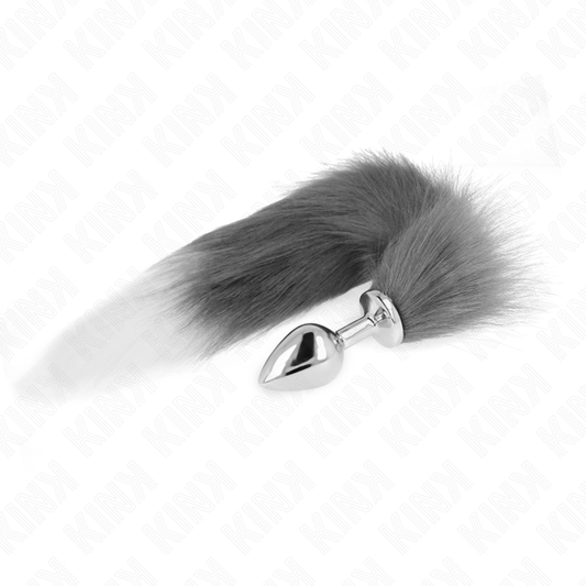 Kinkanal Plug Size M 8 X 3.5 Cm With Synthetic Tail 40 Cm Grey And White | Niks.fi verkkokauppa