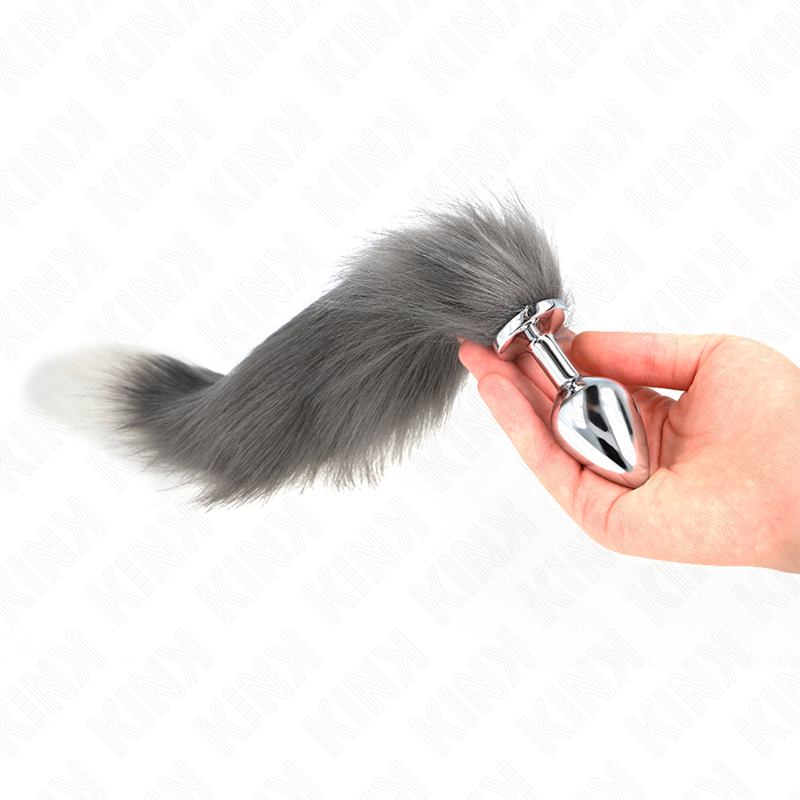 Kinkanal Plug Size M 8 X 3.5 Cm With Synthetic Tail 40 Cm Grey And White | Niks.fi verkkokauppa