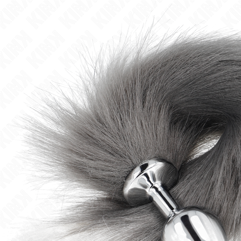 Kinkanal Plug Size M 8 X 3.5 Cm With Synthetic Tail 40 Cm Grey And White | Niks.fi verkkokauppa