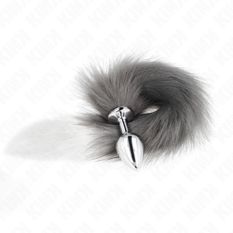 Kinkanal Plug Size M 8 X 3.5 Cm With Synthetic Tail 40 Cm Grey And White | Niks.fi verkkokauppa