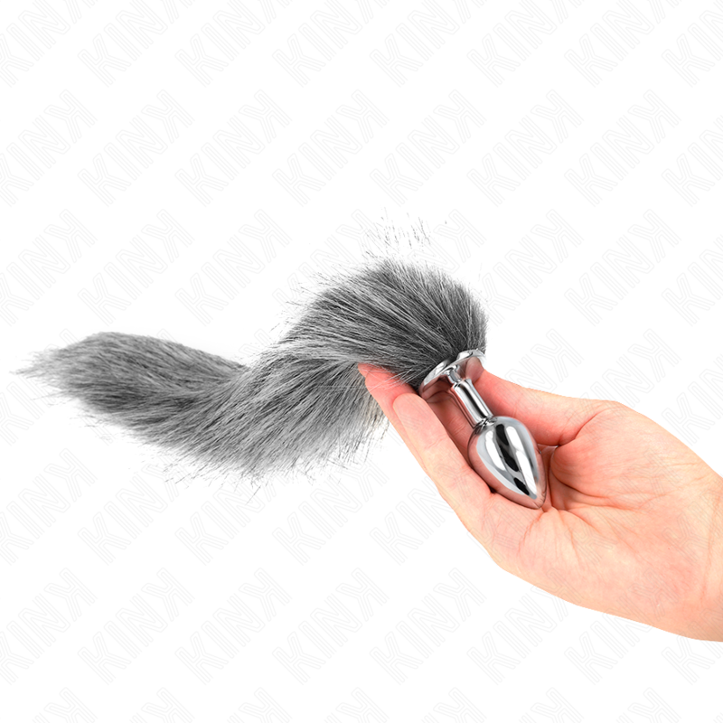 Kinkanal Plug Size S 7 X 3 Cm With Synthetic Tail 40 Cm Grey | Niks.fi verkkokauppa