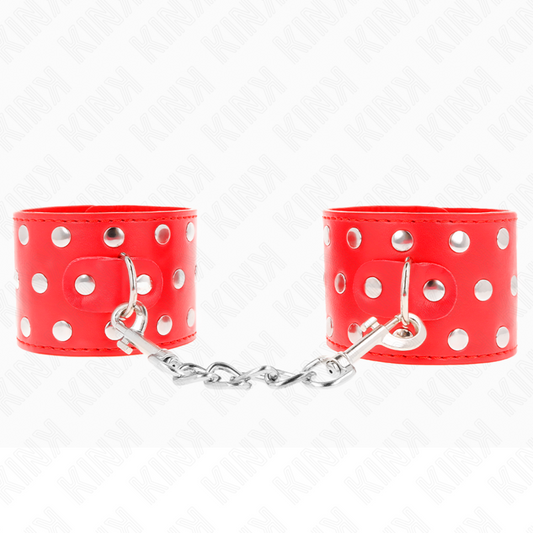 Kinkwrist Restraints With Snap Fasten Full Of Rivets Red Adjustable 19-24 Cm X 5.5 Cm | Niks.fi verkkokauppa