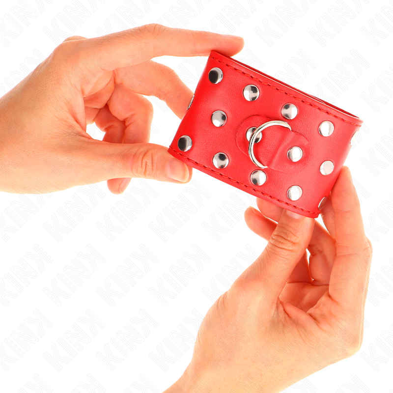 Kinkwrist Restraints With Snap Fasten Full Of Rivets Red Adjustable 19-24 Cm X 5.5 Cm | Niks.fi verkkokauppa
