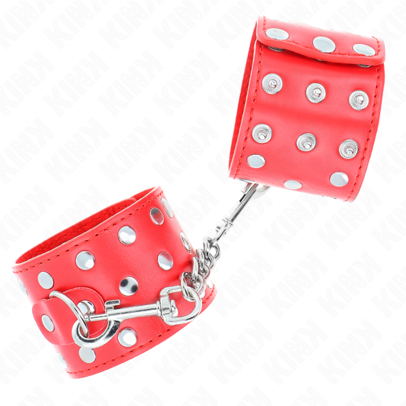 Kinkwrist Restraints With Snap Fasten Full Of Rivets Red Adjustable 19-24 Cm X 5.5 Cm | Niks.fi verkkokauppa