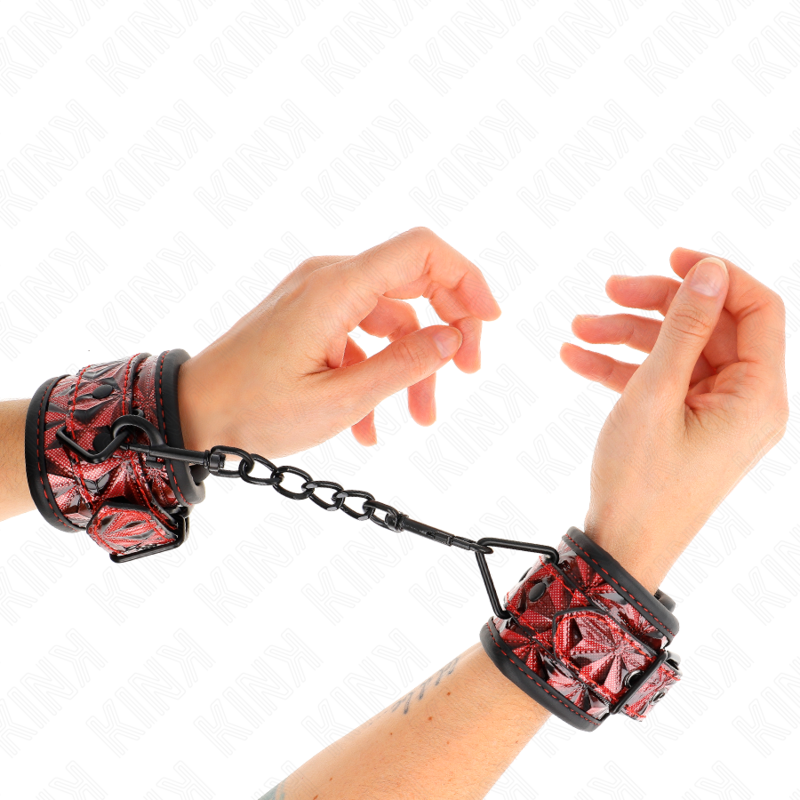 Kinkdiamond Pattern Wrist Restraints Dark Red Adjustable 17-26 Cm X 5.5 Cm | Niks.fi verkkokauppa