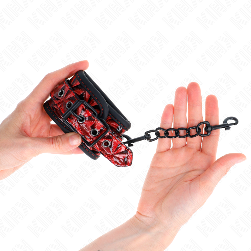Kinkdiamond Pattern Wrist Restraints Dark Red Adjustable 17-26 Cm X 5.5 Cm | Niks.fi verkkokauppa