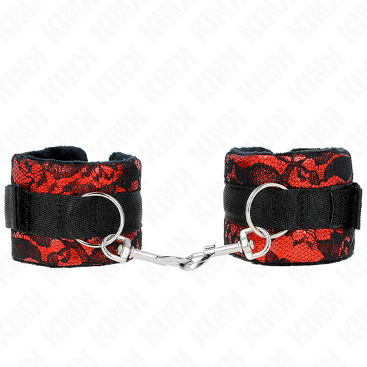 Kinkshort Velvet Lace Wrist Restraints And Nylon Bind Red / Black 23 X 6.5 Cm | Niks.fi verkkokauppa