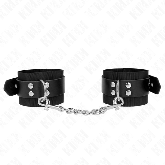 Kinknylon Wrist Restraints Black With Leather Belt Black Adjustable 19-29 Cm X 5.1 Cm | Niks.fi verkkokauppa