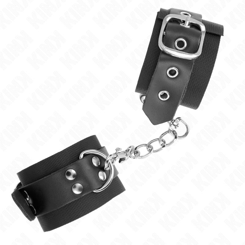 Kinknylon Wrist Restraints Black With Leather Belt Black Adjustable 19-29 Cm X 5.1 Cm | Niks.fi verkkokauppa