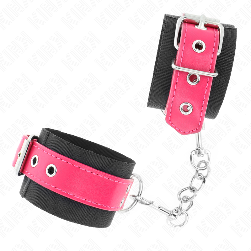 Kinknylon Wrist Restraints Black With Leatherette Belt Raspberry Rose Adjustable 19-29 Cm X 5.1 Cm | Niks.fi verkkokauppa