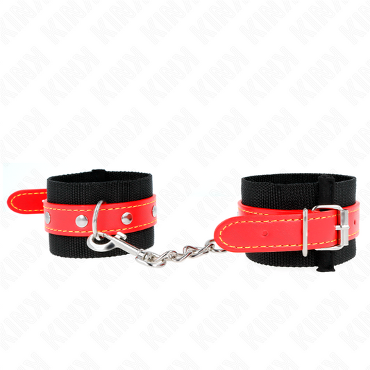 Kinknylon Wrist Restraints Black With Leatherette Red Adjustable 19-24 Cm X 5.5 Cm | Niks.fi verkkokauppa