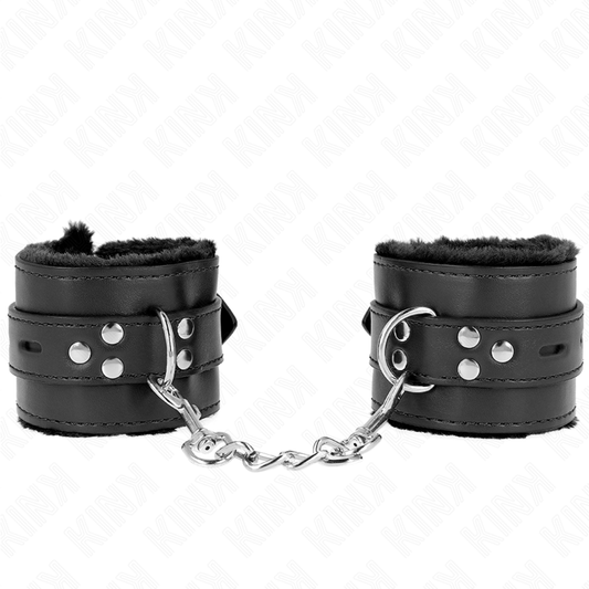 Kinkfur Lined Wrist Restraints With Square Holes Black And Black Belt Adjustable 17-29 Cm X 6 Cm | Niks.fi verkkokauppa
