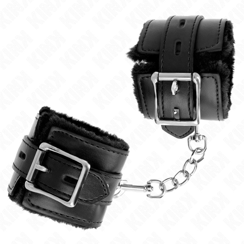 Kinkfur Lined Wrist Restraints With Square Holes Black And Black Belt Adjustable 17-29 Cm X 6 Cm | Niks.fi verkkokauppa