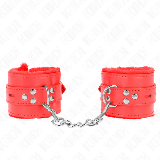 Kinkfur Lined Wrist Restraints With Square Holes Red And Red Belt Adjustable 17-29 Cm X 6 Cm | Niks.fi verkkokauppa
