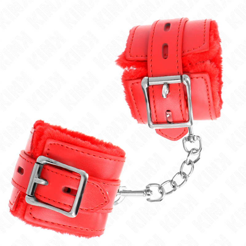 Kinkfur Lined Wrist Restraints With Square Holes Red And Red Belt Adjustable 17-29 Cm X 6 Cm | Niks.fi verkkokauppa