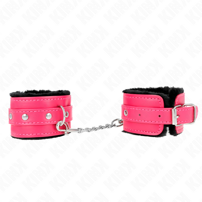 Kinkpremium Fur Lined Wrist Restraints Black With Raspberry Rose Belt Adjustable 17-29 Cm X 6 Cm | Niks.fi verkkokauppa