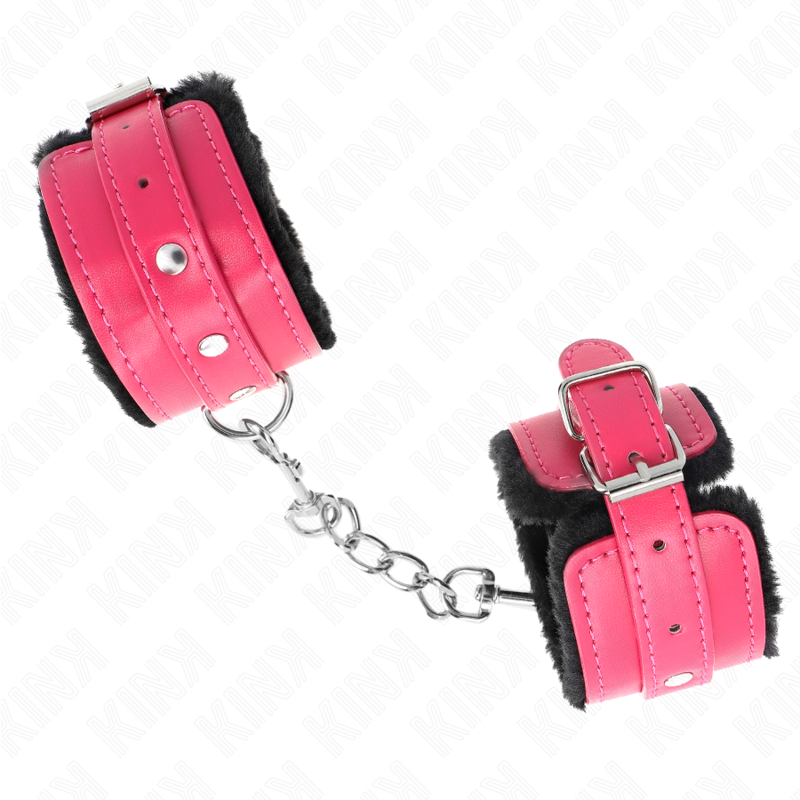 Kinkpremium Fur Lined Wrist Restraints Black With Raspberry Rose Belt Adjustable 17-29 Cm X 6 Cm | Niks.fi verkkokauppa