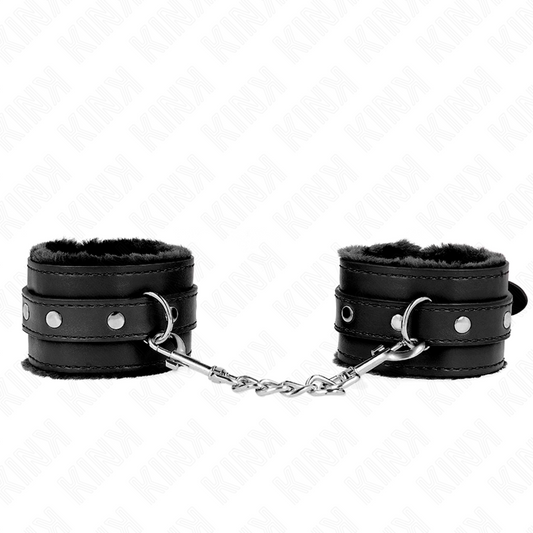 Kinkpremium Fur Lined Wrist Restraints Black With Black Belt Adjustable 17-29 Cm X 6 Cm | Niks.fi verkkokauppa