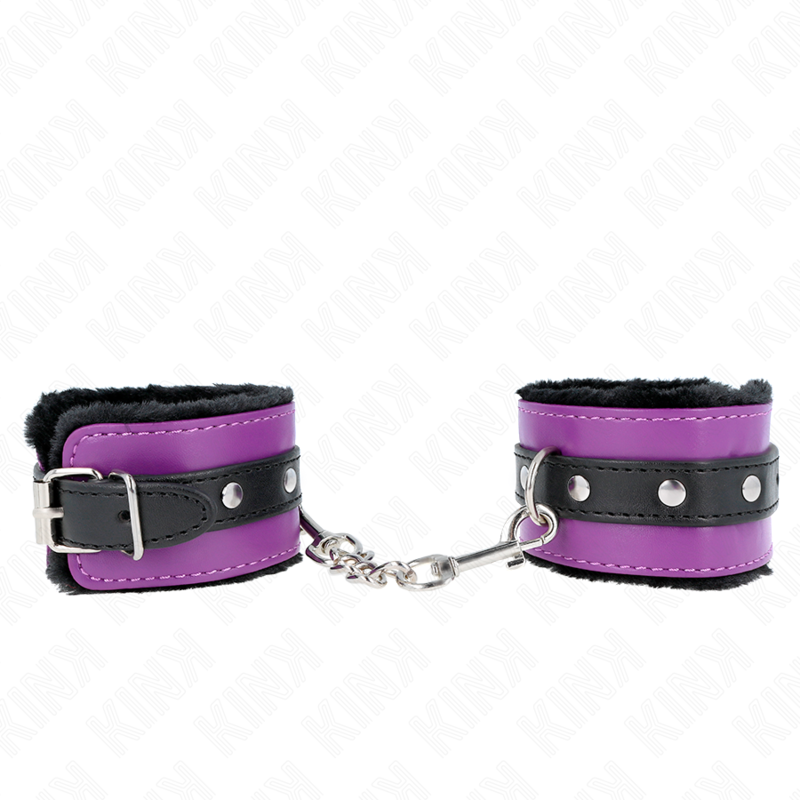 Kinkpremium Fur Lined Wrist Restraints Black With Purple / Black Belt Adjustable 17-29 Cm X 6 Cm | Niks.fi verkkokauppa