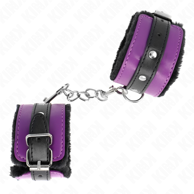 Kinkpremium Fur Lined Wrist Restraints Black With Purple / Black Belt Adjustable 17-29 Cm X 6 Cm | Niks.fi verkkokauppa