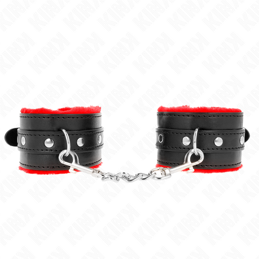 Kinkpremium Fur Lined Wrist Restraints Red With Black Belt Adjustable 17-29 Cm X 6 Cm | Niks.fi verkkokauppa