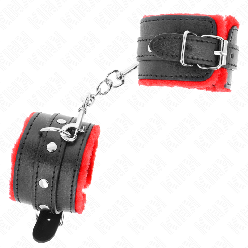 Kinkpremium Fur Lined Wrist Restraints Red With Black Belt Adjustable 17-29 Cm X 6 Cm | Niks.fi verkkokauppa