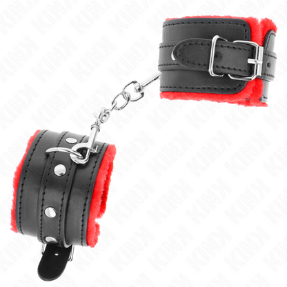 Kinkpremium Fur Lined Wrist Restraints Red With Black Belt Adjustable 17-29 Cm X 6 Cm | Niks.fi verkkokauppa