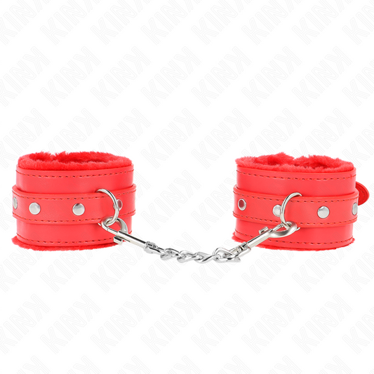 Kinkpremium Fur Lined Wrist Restraints Red With Red Belt Adjustable 17-29 Cm X 6 Cm | Niks.fi verkkokauppa