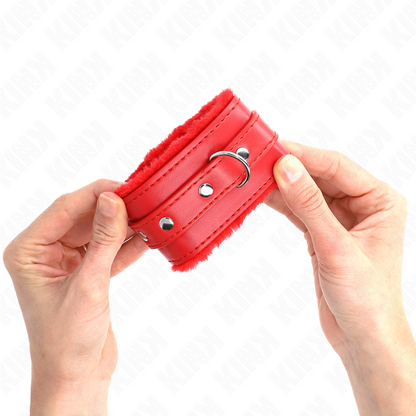 Kinkpremium Fur Lined Wrist Restraints Red With Red Belt Adjustable 17-29 Cm X 6 Cm | Niks.fi verkkokauppa