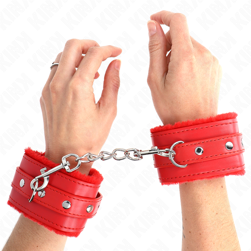 Kinkpremium Fur Lined Wrist Restraints Red With Red Belt Adjustable 17-29 Cm X 6 Cm | Niks.fi verkkokauppa