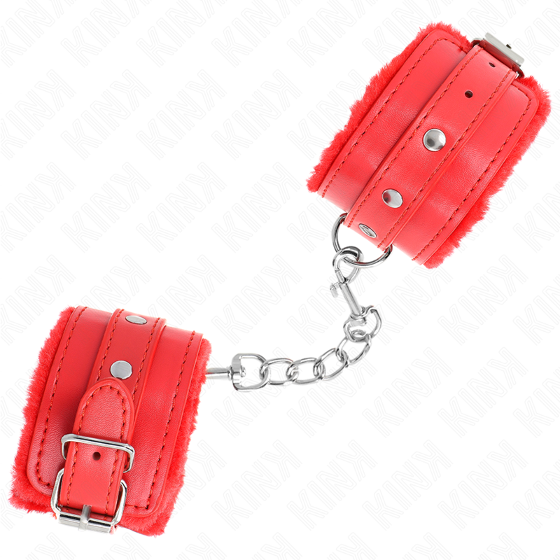 Kinkpremium Fur Lined Wrist Restraints Red With Red Belt Adjustable 17-29 Cm X 6 Cm | Niks.fi verkkokauppa