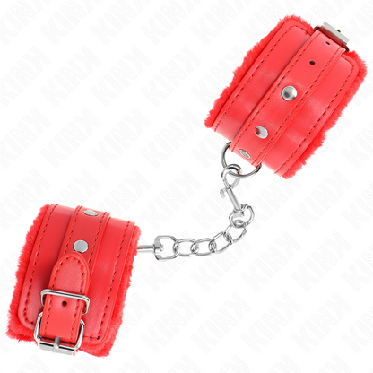 Kinkpremium Fur Lined Wrist Restraints Red With Red Belt Adjustable 17-29 Cm X 6 Cm | Niks.fi verkkokauppa