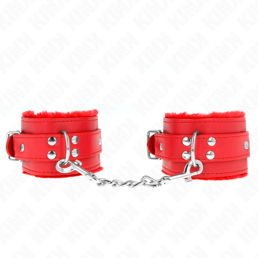 Kinkfur Lined Wrist Restraints Red With Red Belt Adjustable 17-29 Cm X 6 Cm | Niks.fi verkkokauppa