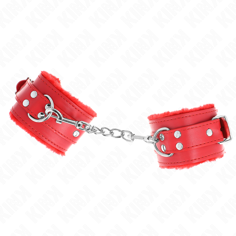 Kinkfur Lined Wrist Restraints Red With Red Belt Adjustable 17-29 Cm X 6 Cm | Niks.fi verkkokauppa