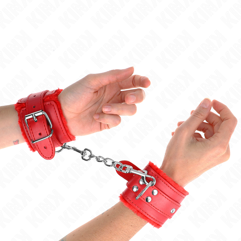 Kinkfur Lined Wrist Restraints Red With Red Belt Adjustable 17-29 Cm X 6 Cm | Niks.fi verkkokauppa