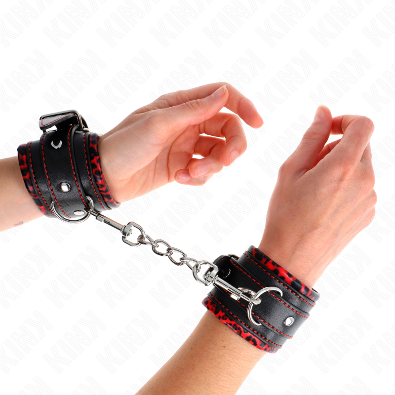 Kinkfur Lined Wrist Restraints Red / Black Adjustable 17-29 Cm X 6 Cm | Niks.fi verkkokauppa