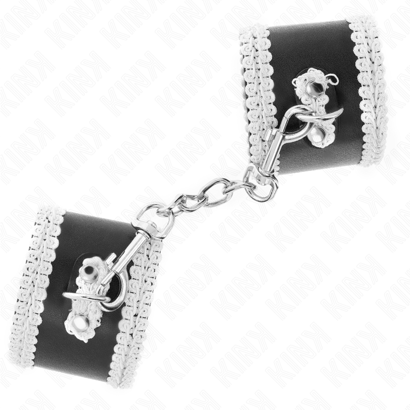 Kinkblack Wrist Restraints With White Decorate Lace Adjsutable 20-23 Cm X 5.5 Cm | Niks.fi verkkokauppa