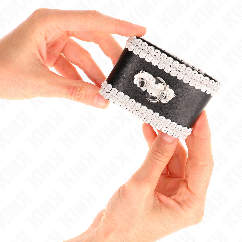 Kinkblack Wrist Restraints With White Decorate Lace Adjsutable 20-23 Cm X 5.5 Cm | Niks.fi verkkokauppa