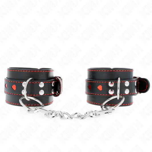 Kinkblack Wrist Restraints With Red Heart Inlay Adjustable 21-28 Cm X 5.5 Cm | Niks.fi verkkokauppa
